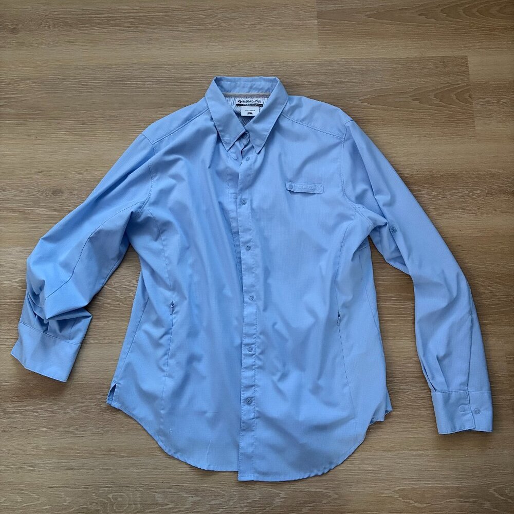 Women's Blue Columbia Button Down Long Sleeve Shirt Size Large